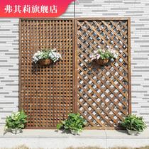 Outdoor anticorrosive wood fence large fence screen grid garden partition Balcony decoration carbonized climbing frame customization
