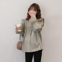 Sweet Beauty Reduction ~ 2022 Spring Autumn Clothing New Pregnant Womens Shirts Blouses * Loose White Long Sleeve Doll Shirts