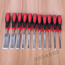 Woodwork chisel flat chisel flat chisel flat chisel special steel chisel knives tool set hand carved through heart handle wooden chisel