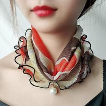 New sunscreen mesh pullover small collar womens neck cover neck scarf Spring and Autumn thin fashion wild decorative gauze towel