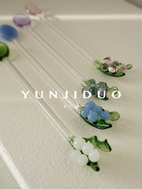 Cloud a few lily of the orchid flower stirring stick solid long handle drainage stick milk tea juice coffee glass spoon creative personality