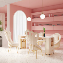 Nordic light luxury Peacock chair Net red marble nail table and chair set combination nail table single double manicure table