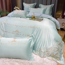 High-grade European washed silk four-piece set Cotton pure cotton AB version ice silk naked bed sheet sheets Bedding