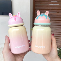 Korean cute macaron color thermos cup stainless steel vacuum cup outdoor portable sealed student Cup