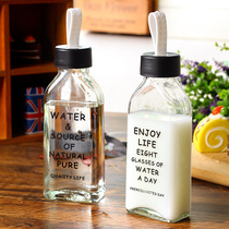 Letter creative portable glass sealed water bottle portable beverage bottle Milk Cup hand Cup