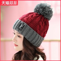 Hat female autumn and winter Korean tide Joker plus velvet warm winter riding ear protection sweet and cute knitted wool