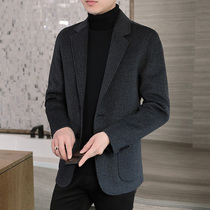 Autumn and winter New woolen coat mens short Chandrika wool suit British woolen coat double-sided woolen coat