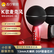 Microphone Audio Integrated microphone for singing bar National K song Bao sound card mobile phone wireless Bluetooth singing small dome children ktv karaoke live broadcast dedicated 704 cat pulse