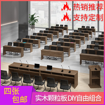 Long training desk and chair combination Rostrum Lecture table Strip long table School organization office double table and chair