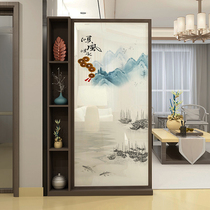 Modern Chinese screen cabinet Solid wood partition shelf Home entrance Living room bedroom brake household mobile seat screen