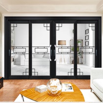 Anti-typhoon balcony Kitchen living room Heavy titanium magnesium aluminum alloy three-rail sliding door built-in louver glass tempering
