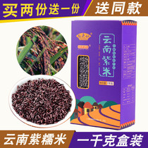 Wumeng Qicheng Yunnan Mojiang purple glutinous rice 1kgbox purple rice blood glutinous rice grains
