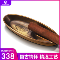 HANNICOOK HANNICOOK CIGAR ASHTRAY Pure copper metallic texture Retro portable SINGLE cigar cylinder