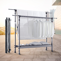 Drying rack artifact floor folding telescopic double pole type indoor large outdoor household mobile balcony drying quilt rack