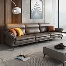 Leather office sofa simple modern business reception leisure guests light luxury trio office sofa Italian style