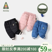 Baby down pants 2020 new men and women children wear trousers baby white duck down childrens winter warm pants