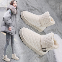 Net red explosions snow boots women 2021 winter new plus velvet padded warm cotton shoes snow shoes foreign style thick bottom