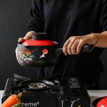 Color Crown National tide casserole casserole single handle ceramic small milk pot baby food supplement pot boiling instant noodles cooking porridge soup pot household gas