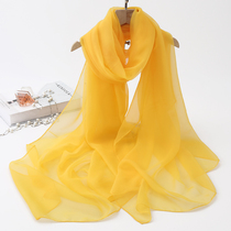 Tourist silk scarf women Spring and Autumn soft gauze shawl thin scarf solid color shawl long scarf autumn and winter
