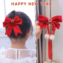 2021 new bow headdress children's new year hair accessories girls hair accessories hairpin girls New Year greetings hairpin