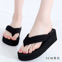 Cool slippers womens summer fashion splint out 2021 thick bottom summer wear Korean version of outdoor non-slip flip-flops wedge heel