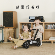 Baby push low toy storage car car shape wooden toddler baby can sit fast and slow adjustable