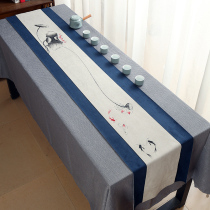 Cloud candle double-layer hand-painted waterproof tea mat thick Zen table flag Chinese tea flag tea towel tea ceremony cup mat tea table cloth