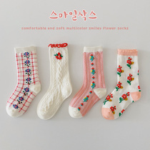 Childrens socks cotton flowers baby socks girls children zhong tong Princess socks autumn autumn and winter 2-3-5 age 8