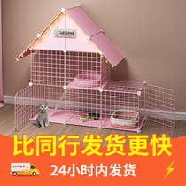 Cat cage Home Indoor cat cage Villa Large free space Two-story cat pet cat house with toilet Cat house