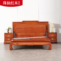 Myanmar Flowers Pear Wood Chinese Double Man Bed Master Bedroom Minimalist Home Economy Type Wedding Bed 1 8 m Large Bed Red Wood Furniture