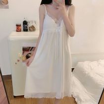 2021 Nightdress womens summer new design sense niche lace foreign temperament sexy suspenders pajamas womens tide