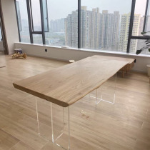 Wai Ji Feng solid wood table log large board Workbench acrylic suspension tea table modern desk ash wood