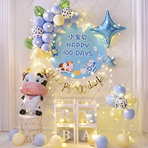 Niubao 100 Day Banquet Scene Arrangement Boys and Girls Full Moon Decoration Hundred Days Party Balloon Dress Up Background Package