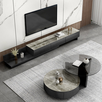 Willstyle Rockboard Tea Table TV Cabinet Combo Small Family Modern Minimalist Living-room Glass Telescopic Terrace TV Enclosure