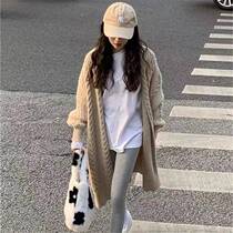 Sweater womens autumn and winter wear 2021 new explosive oversize loose lazy retro Japanese long knitted coat