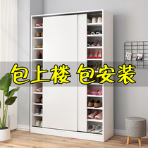 Shoe cabinet solid wood sliding door multifunctional multi-layer assembly simple household porch cabinet economical shoe rack large capacity