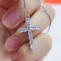 PT950 platinum Moisan necklace pendant cross choker 20 points men and women birthday Net Red New