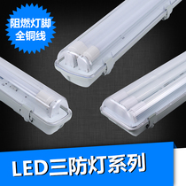 LED three-proof lamp waterproof dustproof explosion-proof single and double tube full set of long bracket lamp cover fluorescent purification fluorescent fluorescent lamp
