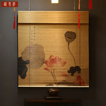 Bamboo curtain roller curtain custom summer Japanese new Chinese style sun protection lifting shading shading light printing Zen partition