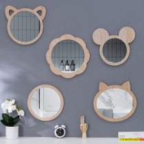 Childrens room bathroom cartoon wash table vanity mirror custom kindergarten toilet wood color veneer wall small mirror