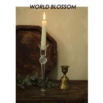 World Flowering Candlestick Transparent Beads Spiral Glass Candlestick Home Wedding Model Room Decoration