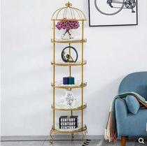 Golden bird cage shoes display shelf floor craft iron storage clothing store bag window storage bedroom