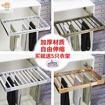 Cloakroom top retractable trouser rack cabinet push-pull multi-g functional shelf double row telescopic wardrobe trouser rack