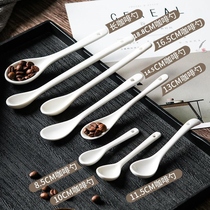 Ceramic spoon household Cup spoon Kitchen seasoning small spoon bone china baby long handle spoon creative stirring coffee spoon
