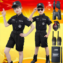 Childrens police uniform Police clothing Police boys summer small military uniform suit SWAT clothes Police equipment full set of clothing
