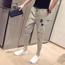 Overalls mens foot spring and autumn men slim foot pants pants men Korean trend casual pants ankle-length pants