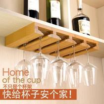 Bamboo Wood Red Wine Cup Rack Hanging Wine Glass Rack Home High Foot Cup Shelf Upside Down Hung Containing Shelf Creative Home Swing