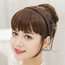 Wig female fake bangs wig female realistic natural hair hoop braids invisible streak bangs slanted bangs