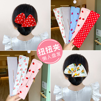 Childrens plate hair artifact meatball head tie hair tool Bud head Flower head ornament Girl lazy twist clip hair ornament