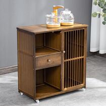 Hengcheng Mobile tea bar Cabinet Integrated Tea Table Home Small Tea Table Tea Car Side Cabinet Solid Wood Balcony Tea a few